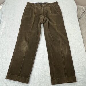 Vintage Polo Ralph Lauren Brown Corduroy Pants Made in Italy 33X28 Pleated Front